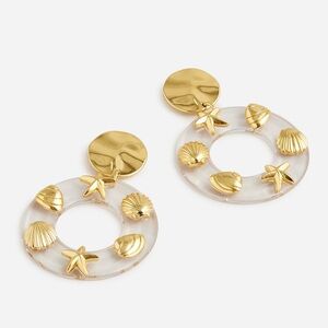 NWT J. Crew Acetate Gold Charm Star and Shell Earrings